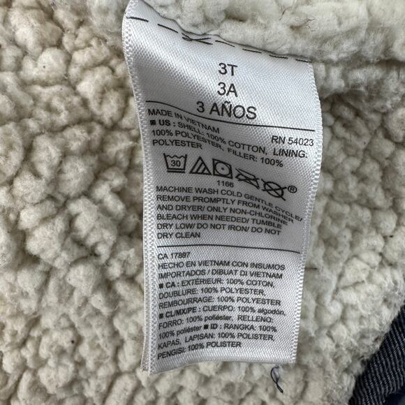 Old Navy Jacket Kids Boys Sz 3T Sherpa Fleece Lined Button Up Buffalo Plaid Blue - Picture 6 of 7